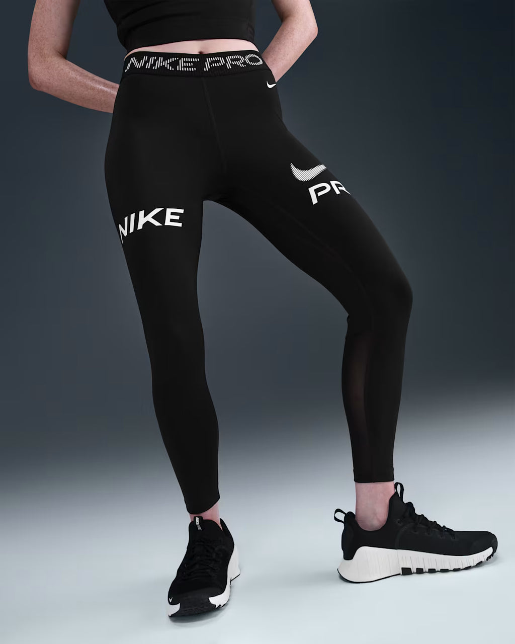 Nike Pro Women's Mid-Rise 7/8 Mesh-Panel Graphic Leggings