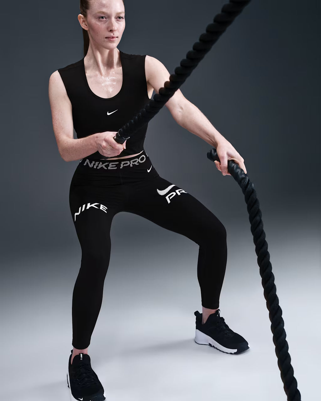 Nike Pro Women's Mid-Rise 7/8 Mesh-Panel Graphic Leggings